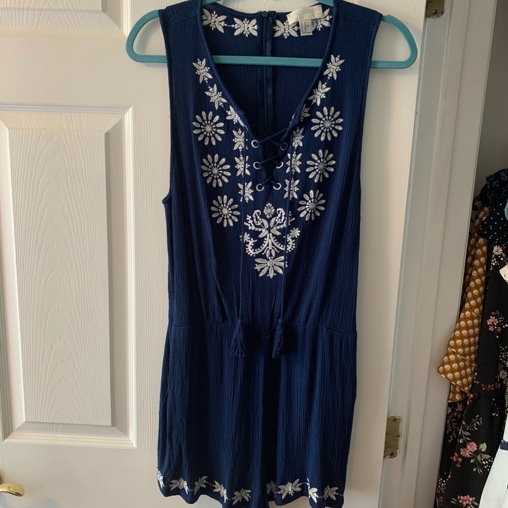 Embroidered tassel romper